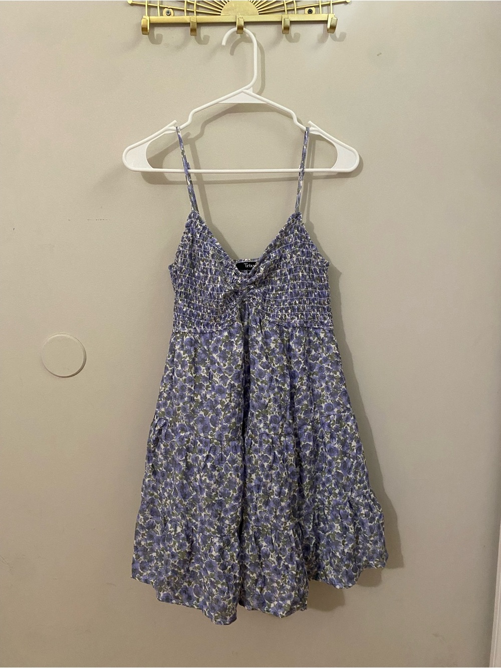 Trixxi Lavender Floral Smocked Dress